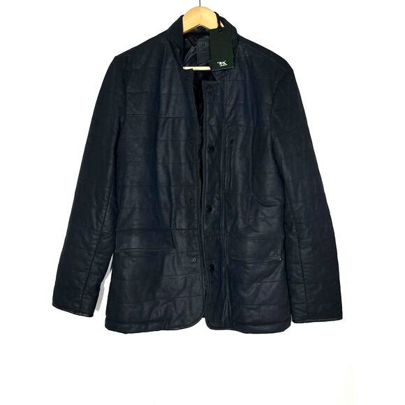 Rodd & Gunn Ashwell Jacket 100% Goat Leather Quilted Onyx Black Men XS NWT - Picture 2 of 8